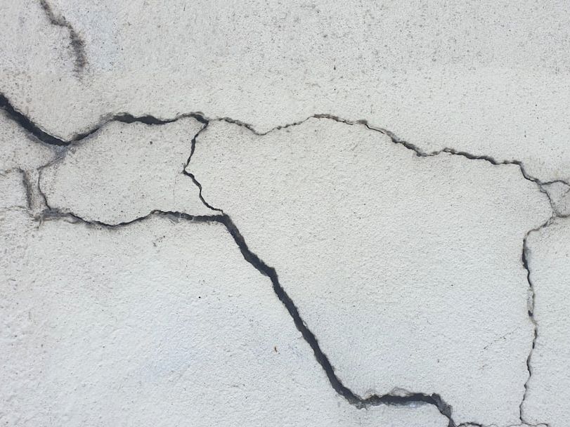 Close-up of cracks in a concrete slab